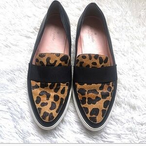Kate Spade Cove Animal print Size 7.5 Black Slip On Shoes Loafers